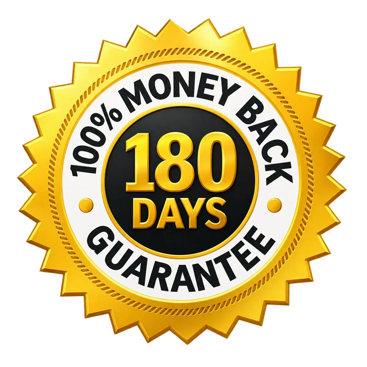180-Day Empty Bottle Money Back Guarantee